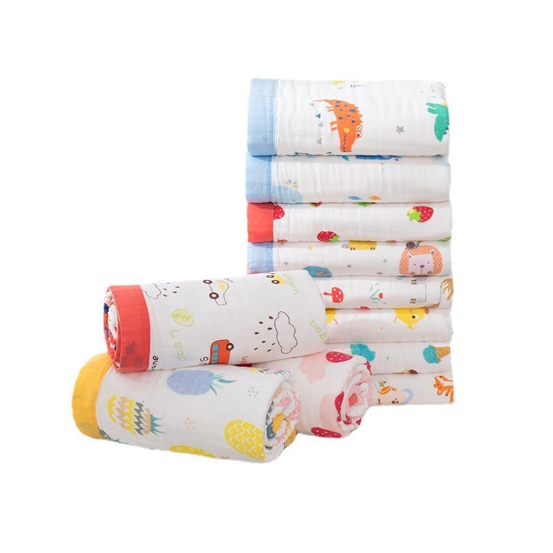 婴儿浴巾新生儿纱布a类初生宝宝儿童浴巾纯棉六层高密毛巾被盖毯图5