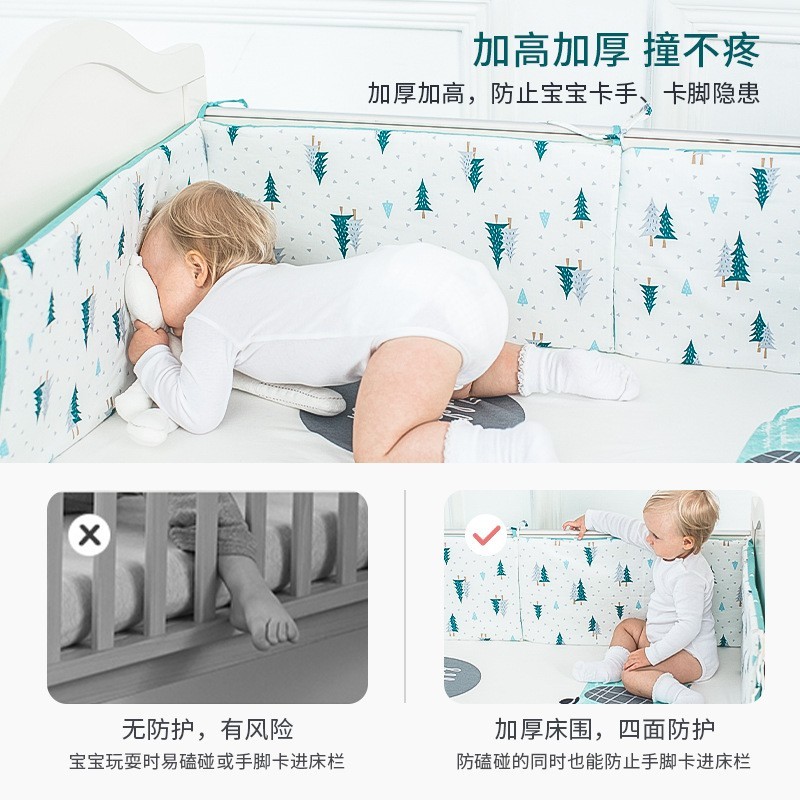 新款婴儿床上用品套件全棉婴儿防撞床围四季宝宝加厚防摔床围图4