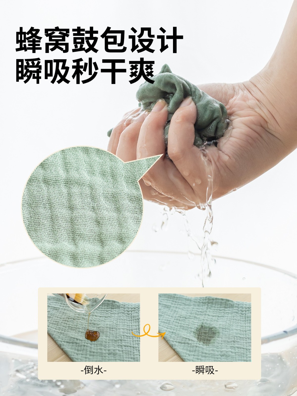 四层纱布口水巾婴儿纯棉围嘴吸水防污绉布婴幼儿宝宝围兜三条装图3