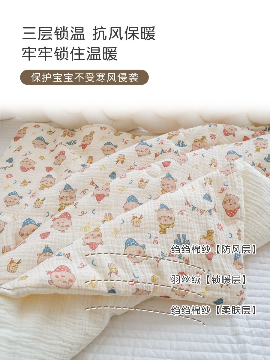 婴幼儿抱被大耳朵新生儿包被襁褓初生宝宝产房小被子秋冬加厚厂家图3