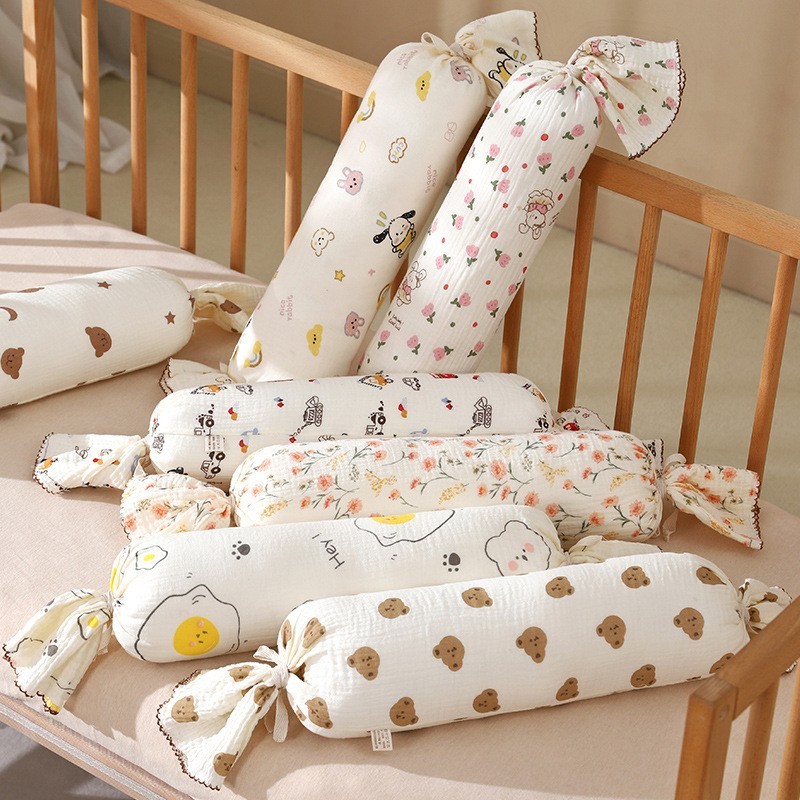 儿童枕头宝宝侧睡靠枕纯棉纱布糖果抱枕防惊跳长条圆柱枕头可拆洗图2