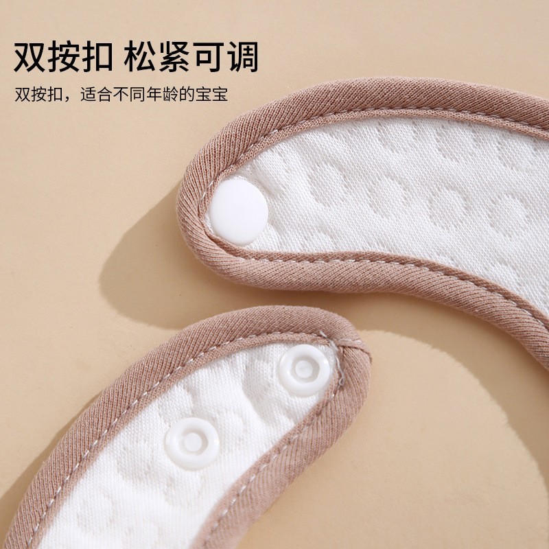 口水巾a类围嘴纯棉防水新生儿宝宝防吐奶口水巾全棉可调节u型围兜图2