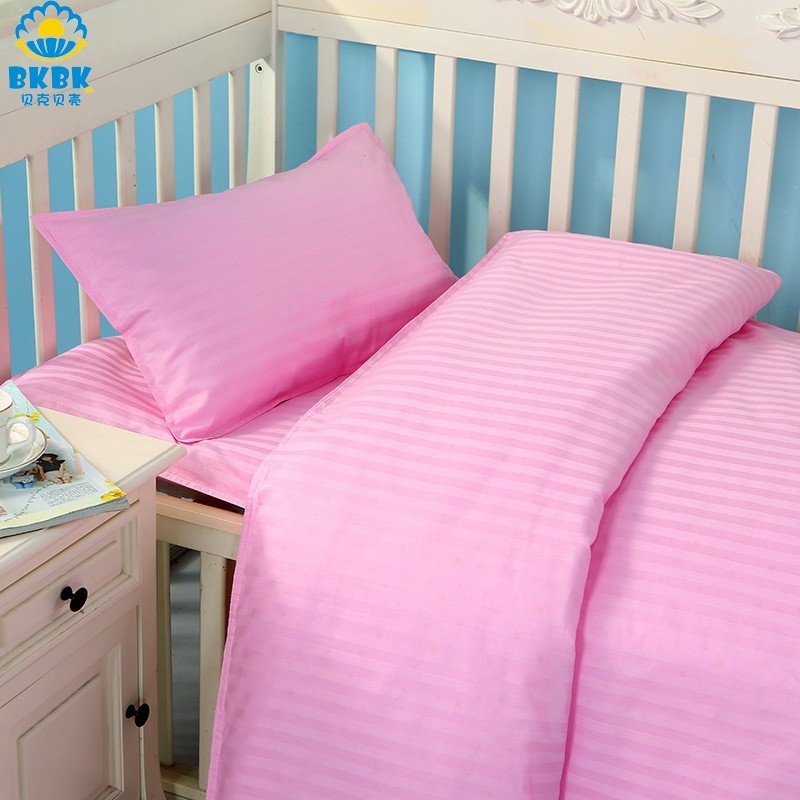 新品幼儿园被子三件套纯色儿童夏被褥午睡全棉宝宝床上用品含芯图3