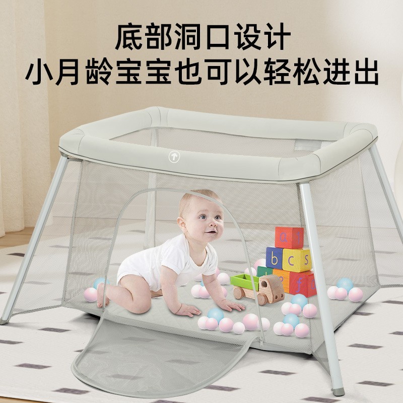 跨境多功能折叠婴儿床移动可折叠新生儿童床欧美风宝宝简约游戏床图2