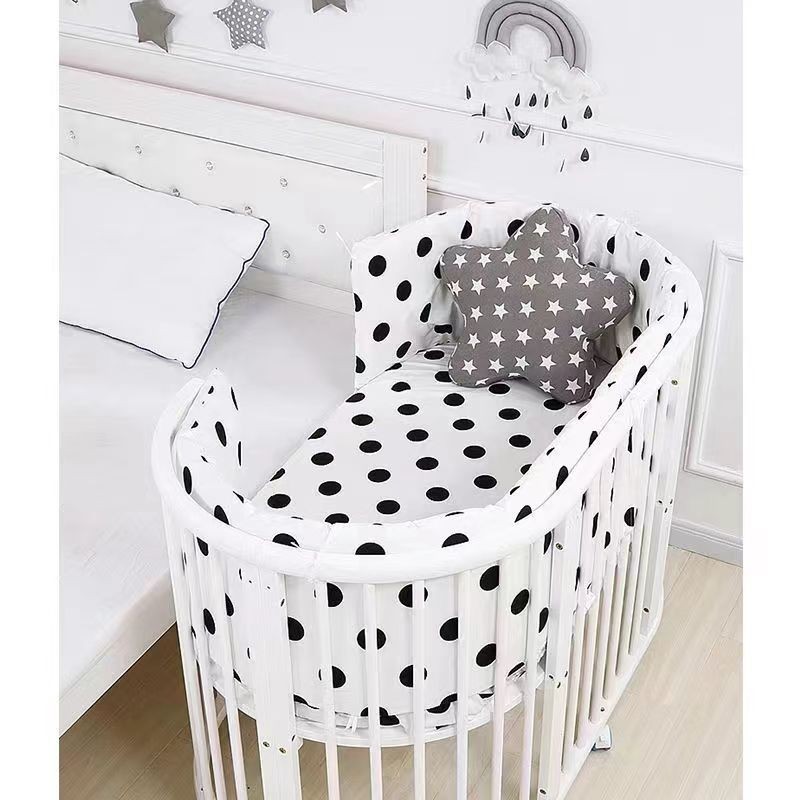 白色婴儿床椭圆形床儿童拼接床可加长变学习桌沙发床小孩游戏床图3