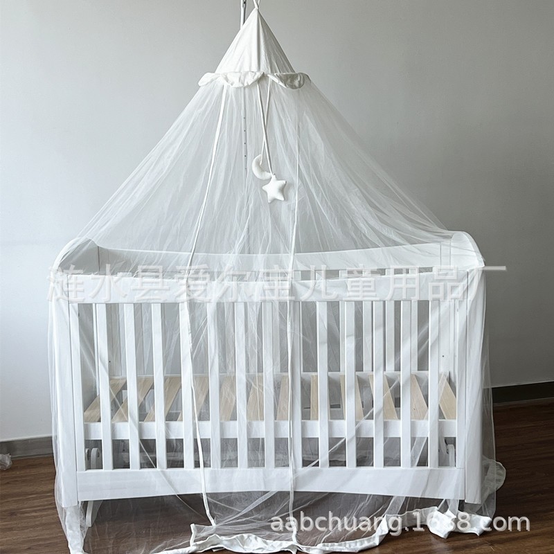 新款欧式婴儿床白色木制带滚轮多功能游戏床宝宝床新生儿床儿童床图3