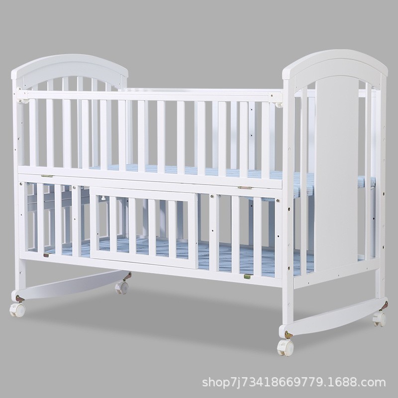 跨境婴儿床实木欧式可移动宝宝bb新生儿多功能摇篮儿童拼接床图2