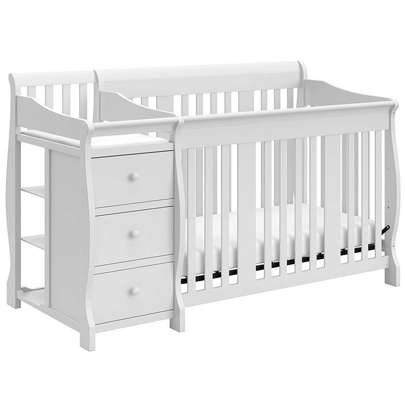 【定制】环保婴儿床带尿布台进口实木多功能儿童床宝宝床转成人床图3