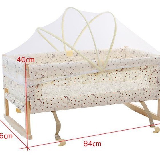 两用挂式实木无漆小摇篮睡篮新生儿摇篮床带蚊帐环保婴儿床图2