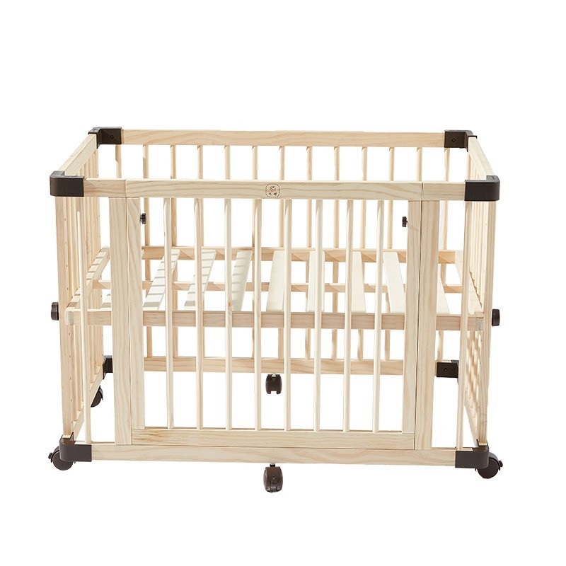 多功能松木婴儿床 可调节变形榉木移动童床 简约带滑轮拼接床图5