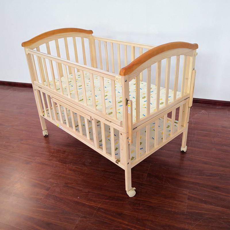 简约实木婴儿床多功能宝宝床摇床新生儿拼接床边床厂家