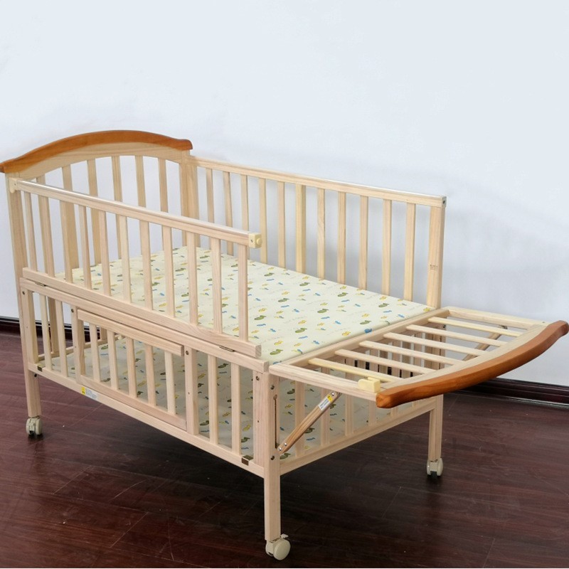 简约实木婴儿床多功能宝宝床摇床新生儿拼接床边床厂家图2