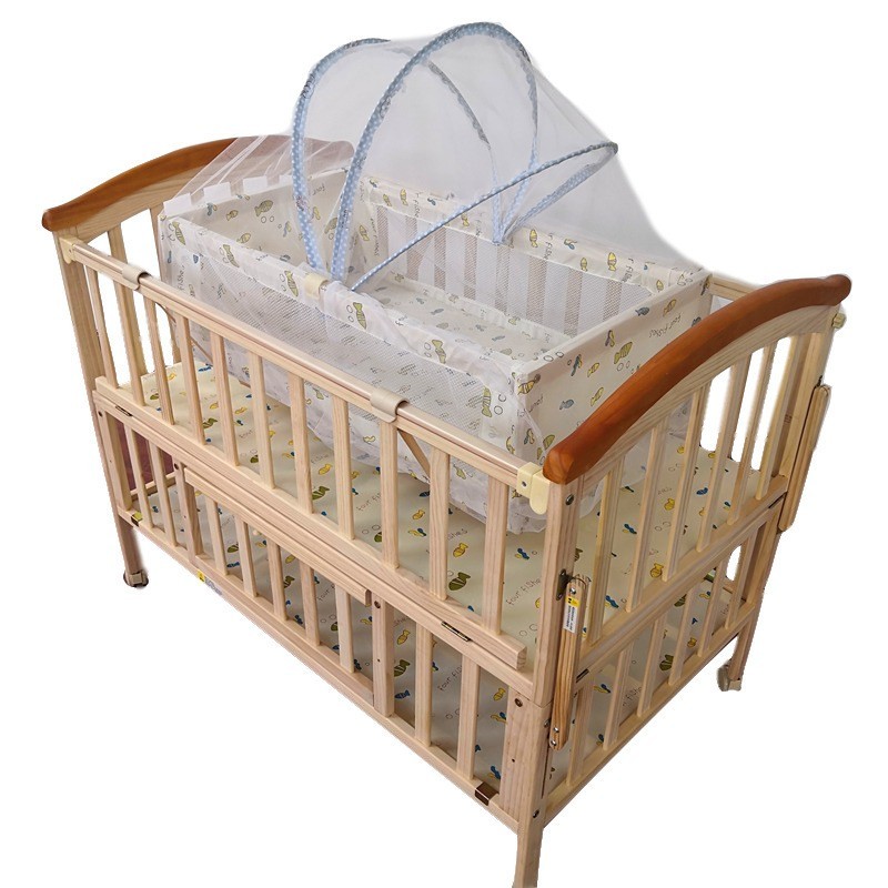 简约实木婴儿床多功能宝宝床摇床新生儿拼接床边床厂家图5