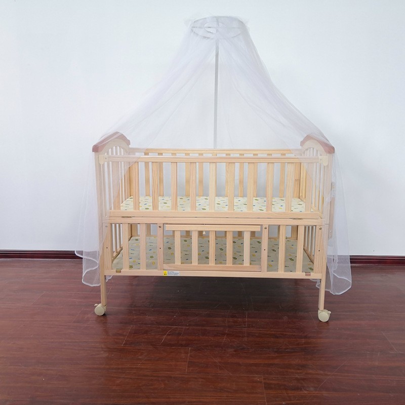 简约实木婴儿床多功能宝宝床摇床新生儿拼接床边床厂家图3