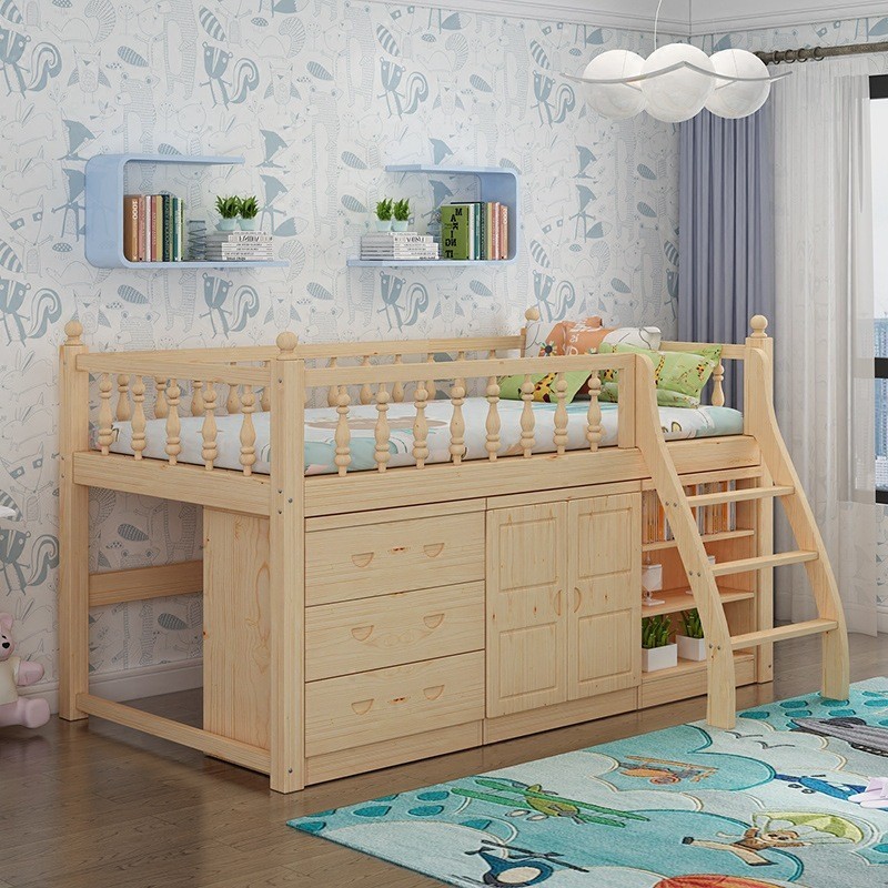 实木半高床儿童套床带书桌多功能学生床梯柜组合床高架床图3