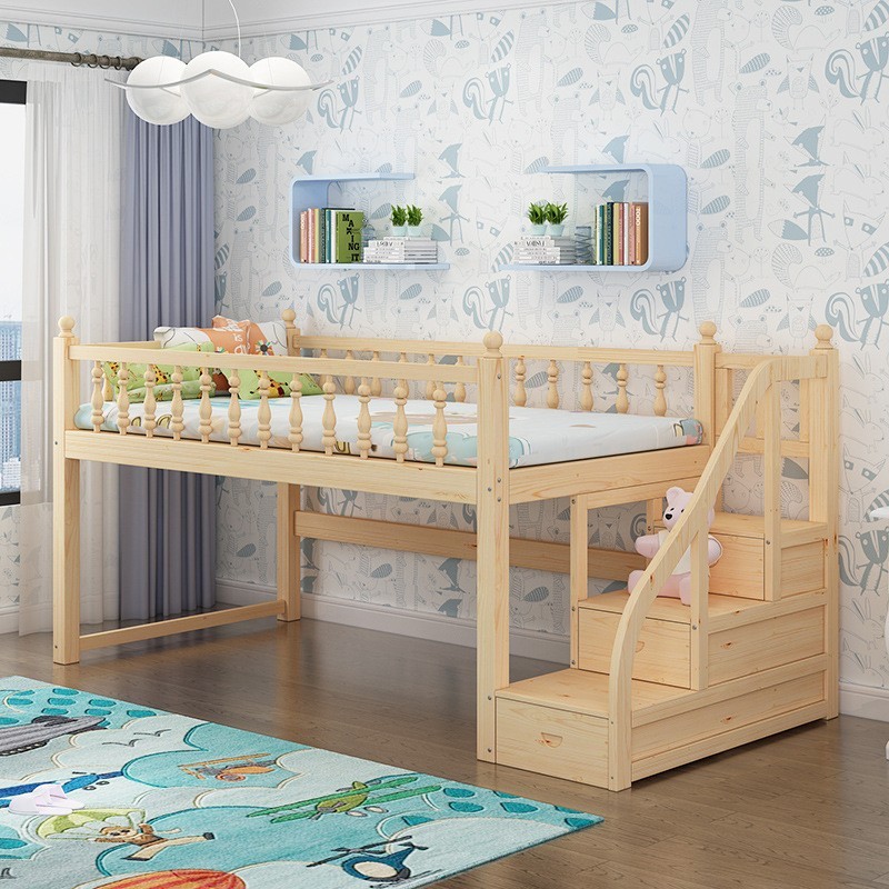 实木半高床儿童套床带书桌多功能学生床梯柜组合床高架床图4