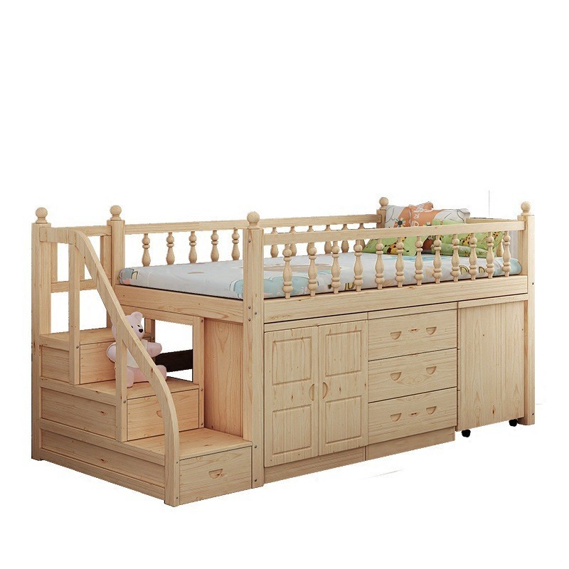 实木半高床儿童套床带书桌多功能学生床梯柜组合床高架床图5