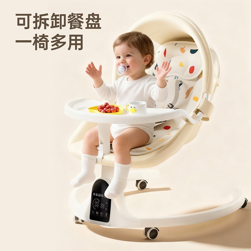 哄娃0到2岁婴儿电动摇摇椅宝宝哄睡摇篮床新生儿安抚椅躺椅厂图2