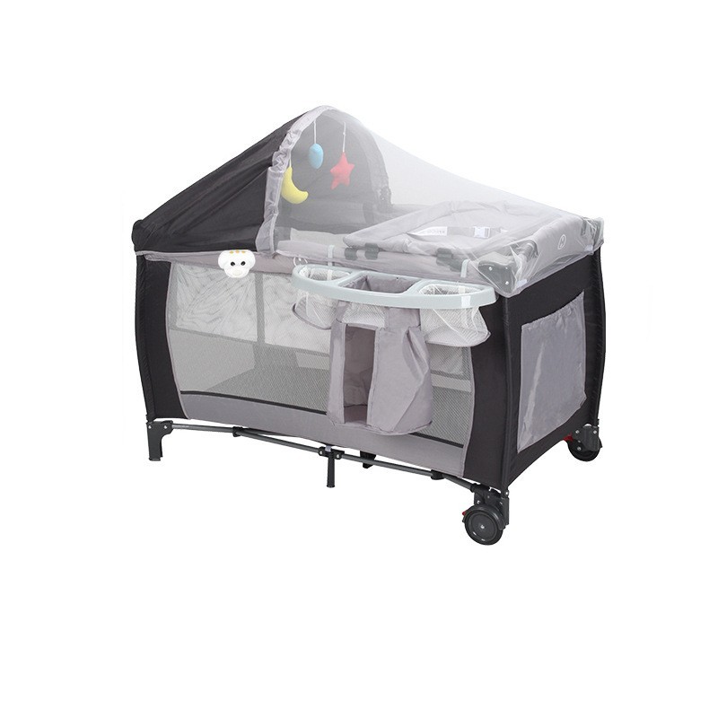 宝宝摇床带蚊帐可折叠移动游戏床多功能带尿布台婴儿床图3