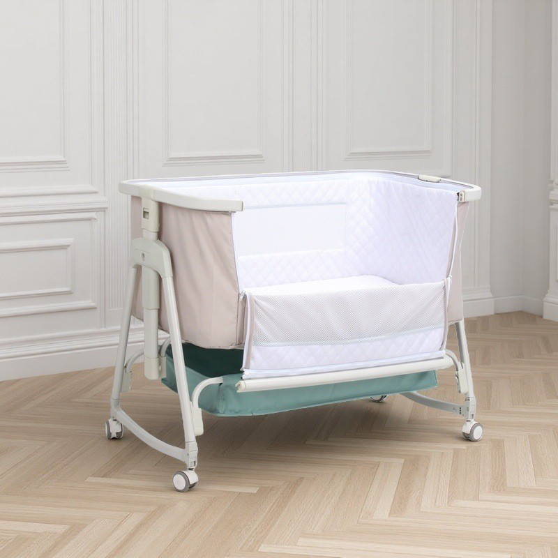 可移动婴儿床可折叠便携式高低调节拼接大床宝宝摇篮床防溢奶bb床