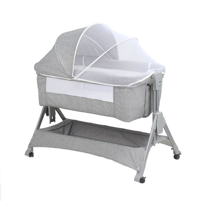 多功能摇篮床婴儿床移动折叠一键收宝宝床高低可调节新生儿拼接床图4