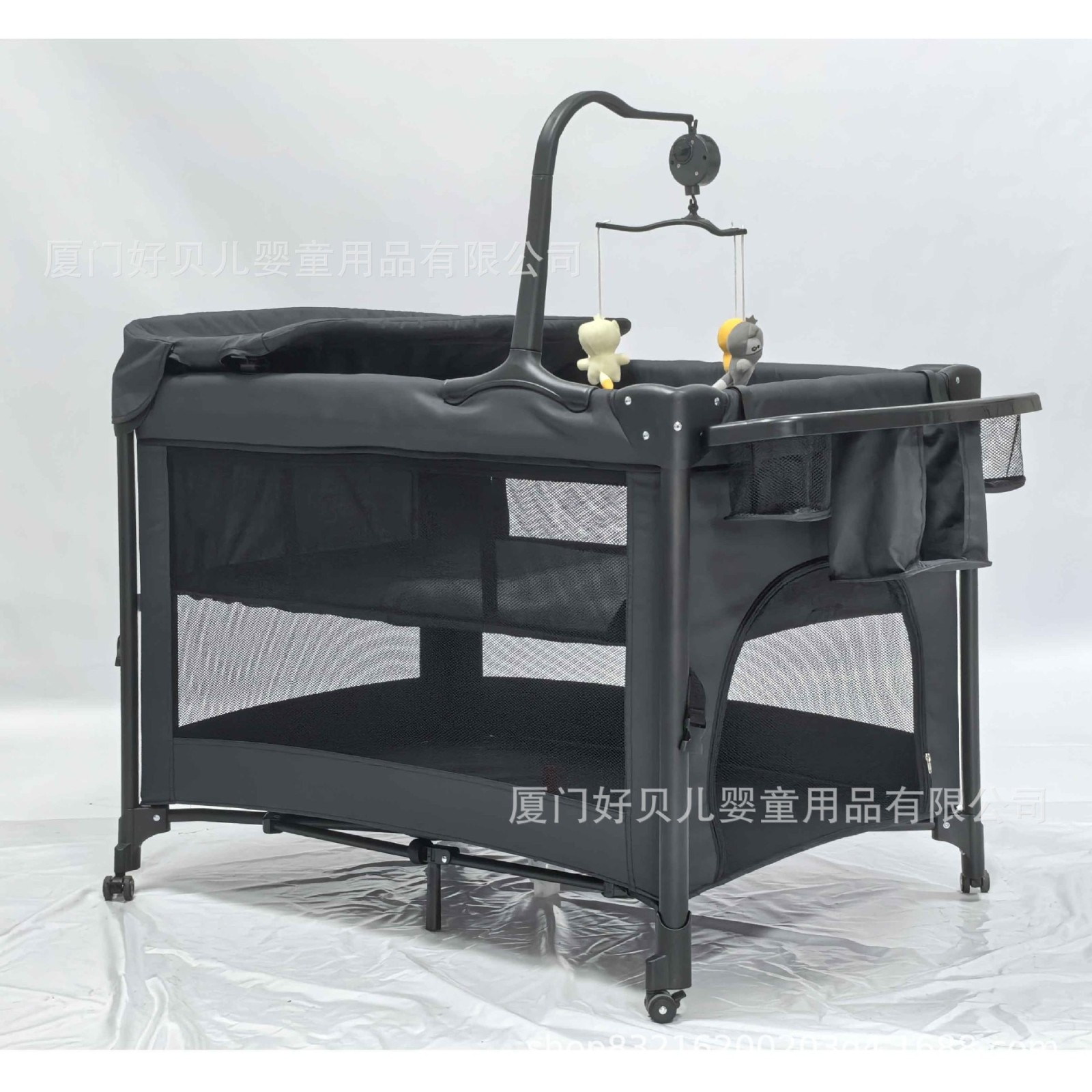 一键快收万向轮厂家跨境热销款婴儿床床边床可折叠便携式床边