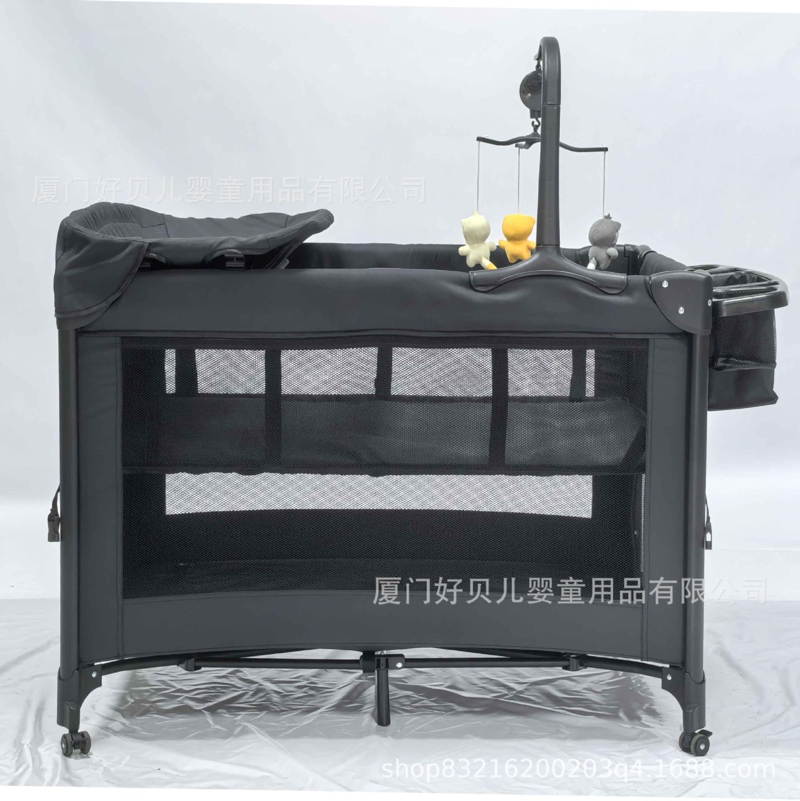一键快收万向轮厂家跨境热销款婴儿床床边床可折叠便携式床边图2