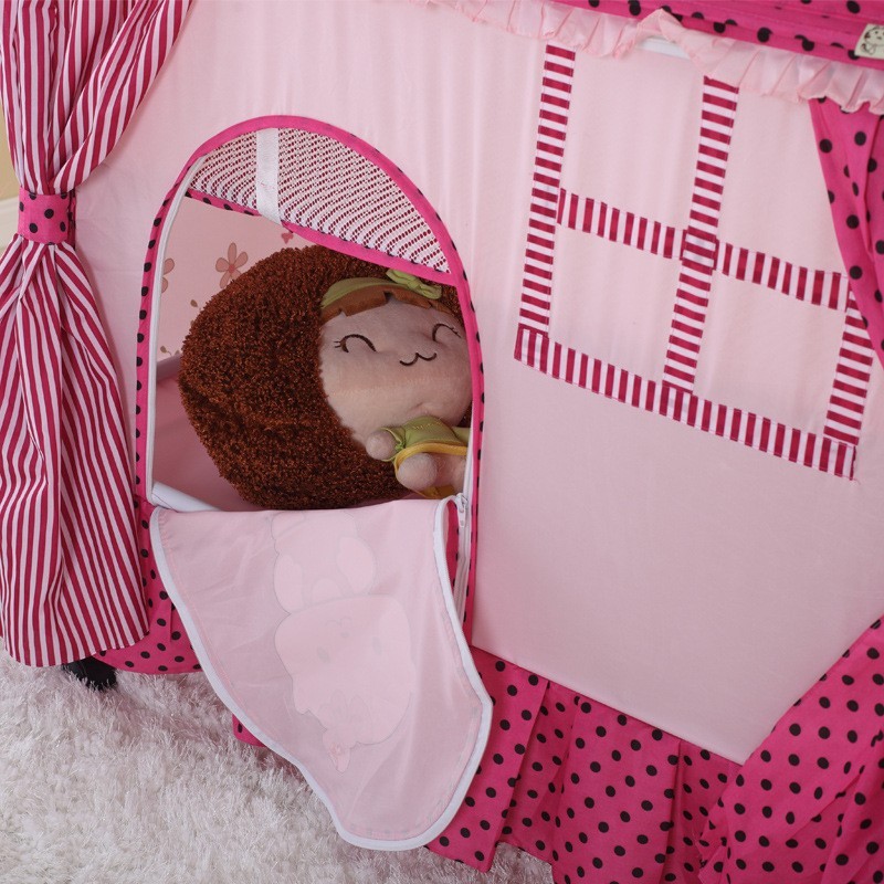 婴儿床布艺床游戏床可做摇床可调节带蚊帐大储物方便舒适可折叠图4