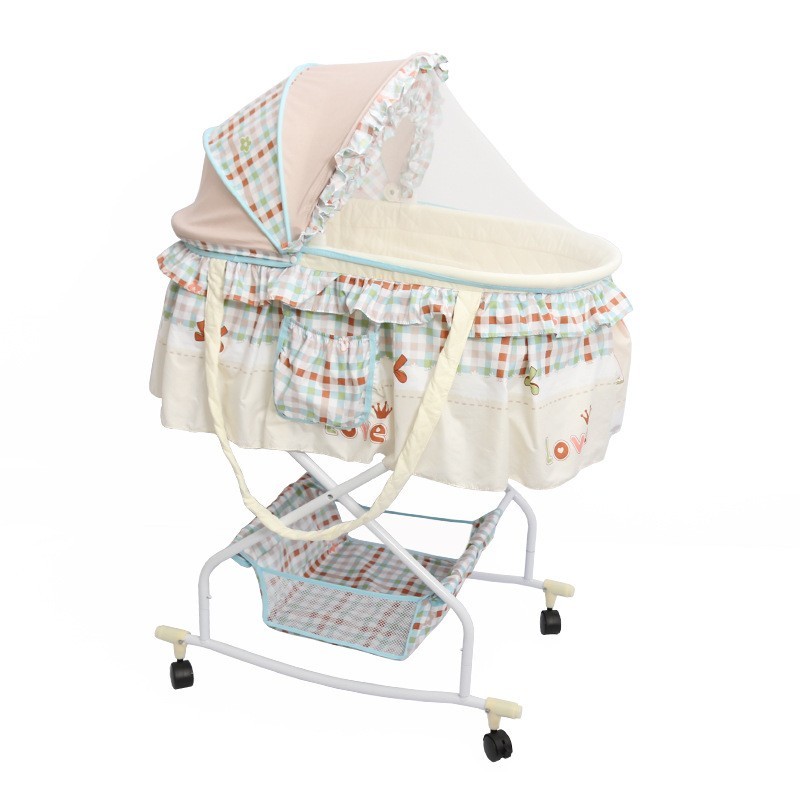 婴儿童床宝宝带滚轮折叠 摇篮防风防晒多功能 蚊帐