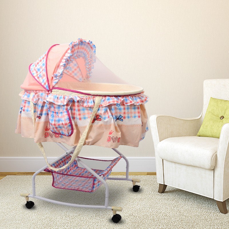 婴儿童床宝宝带滚轮折叠 摇篮防风防晒多功能 蚊帐图2