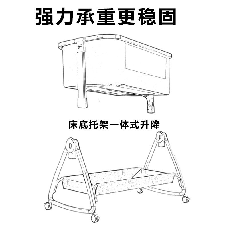 婴儿床可移动多功能折叠新生儿摇篮床亚马逊便携式尿布台拼接大床图5