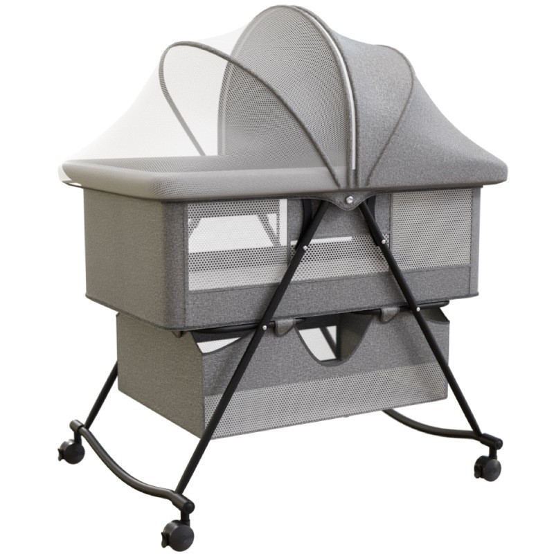 婴儿床可移动便携式宝宝床多功能可折叠新生儿小床摇篮床bb床带轮图4