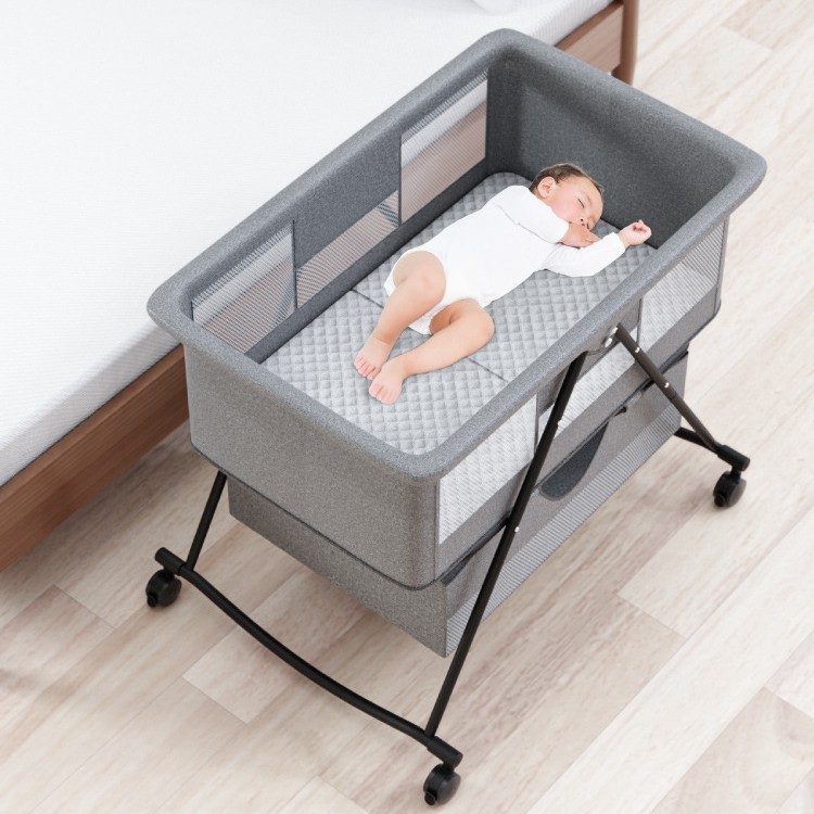 婴儿床可移动便携式宝宝床多功能可折叠新生儿小床摇篮床bb床带轮图5