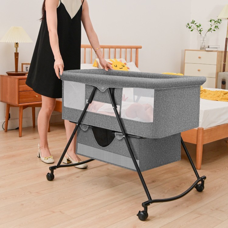 婴儿床可移动便携式宝宝床多功能可折叠新生儿小床摇篮床bb床带轮图2