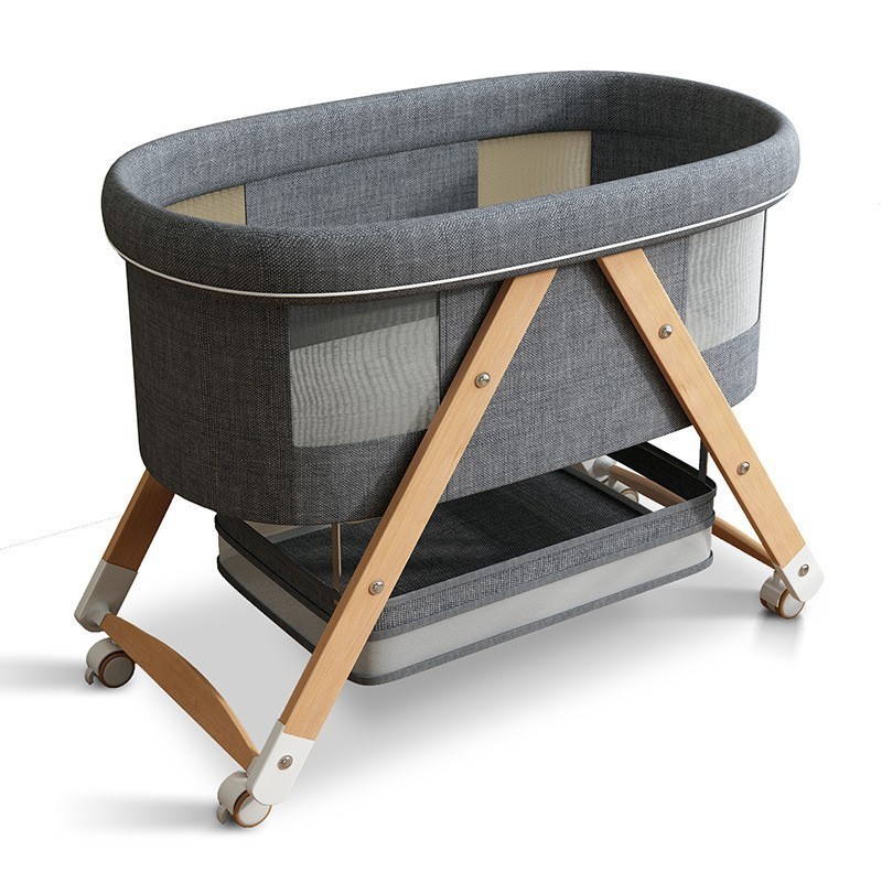 婴儿床可折叠移动新生儿小床摇篮床宝宝摇床拼接大床bb床折叠木床图4