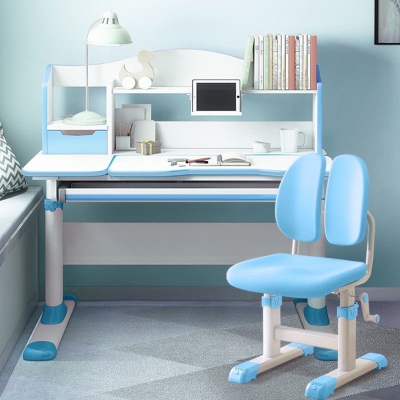 加工定制实木桌面学习桌椅儿童防近视作业桌套装带书架书桌课桌