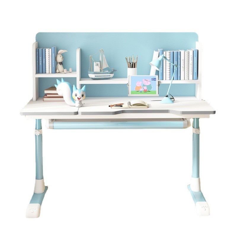 加工定制实木桌面学习桌椅儿童防近视作业桌套装带书架书桌课桌图5