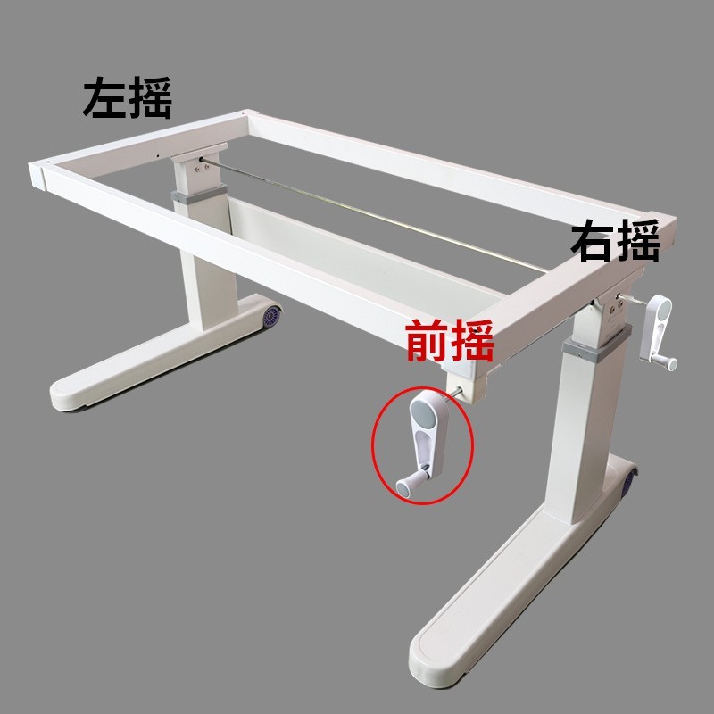 手动升降桌站立式办公桌电脑办公职员手摇写字台桌腿书桌学生家用图2