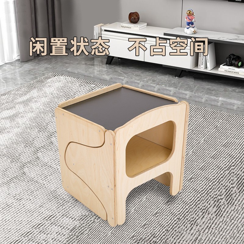 实木儿童书桌客厅绘本学习桌卧室幼儿写字桌椅收纳圆角桌课桌图2