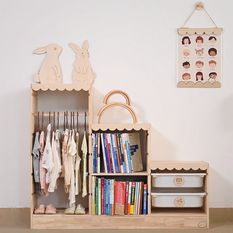 实木玩具收纳柜多层可组合儿童房储物柜书架柜子蒙氏教具柜图3