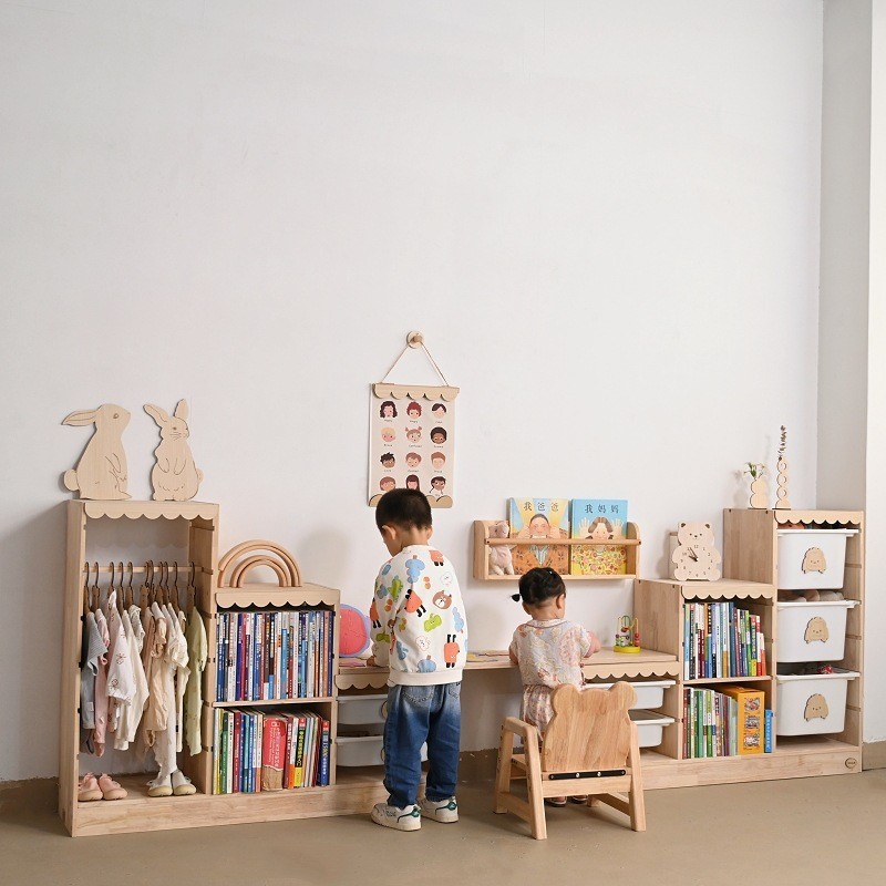 实木玩具收纳柜多层可组合儿童房储物柜书架柜子蒙氏教具柜图4