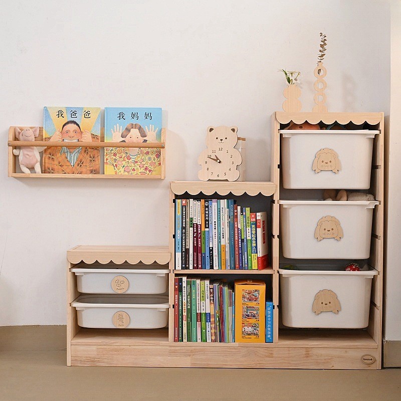 实木玩具收纳柜多层可组合儿童房储物柜书架柜子蒙氏教具柜图2