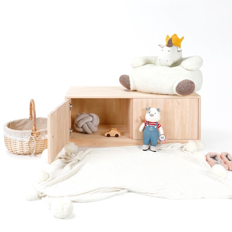 儿童房储物柜地柜收纳平开门可坐飘窗电视柜实木落地柜子