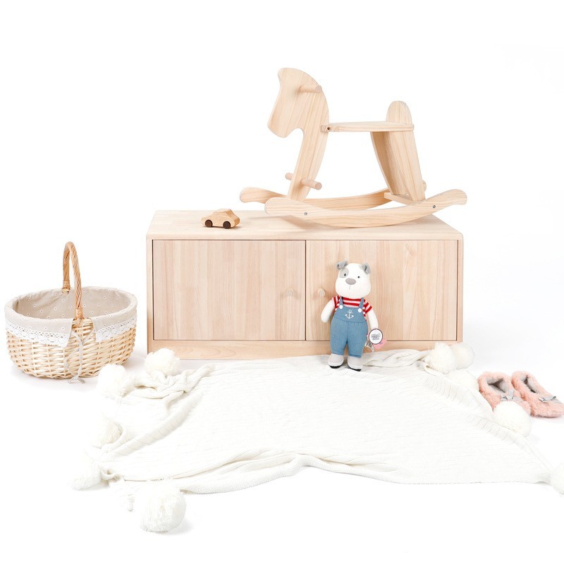 儿童房储物柜地柜收纳平开门可坐飘窗电视柜实木落地柜子图3