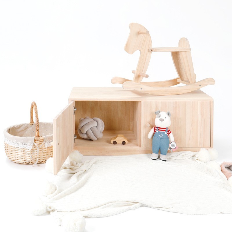 儿童房储物柜地柜收纳平开门可坐飘窗电视柜实木落地柜子图2