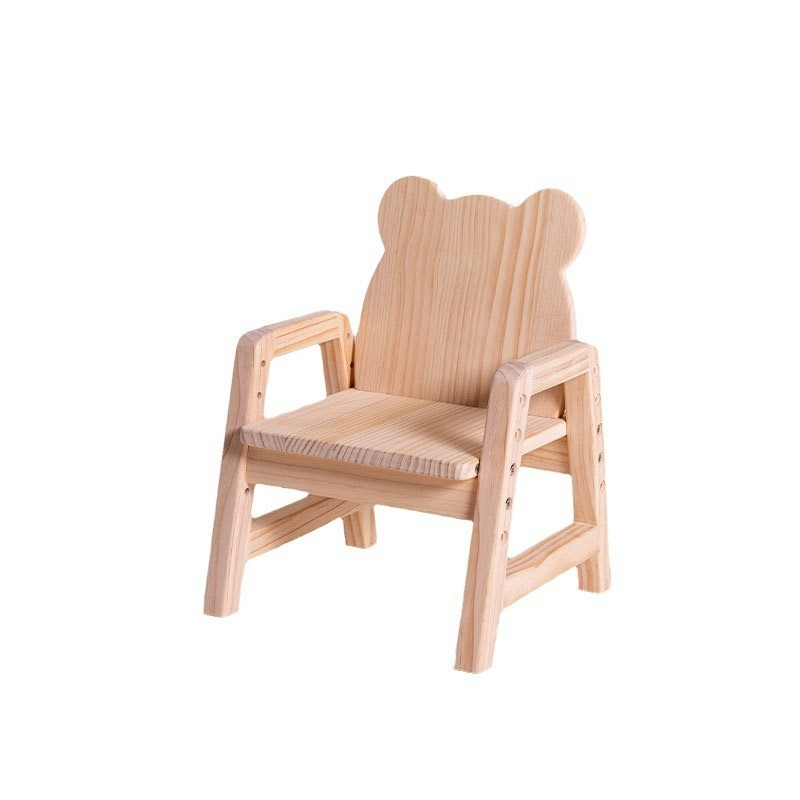 全实木儿童房画画学习桌创意多功能熊桌椅可升降高度松木课桌椅图5