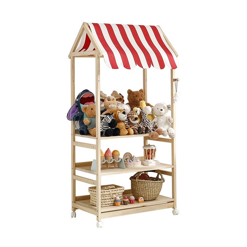 儿童房小卖铺置物架儿童玩具收纳架家用实木书架绘本架宝宝玩偶架图5