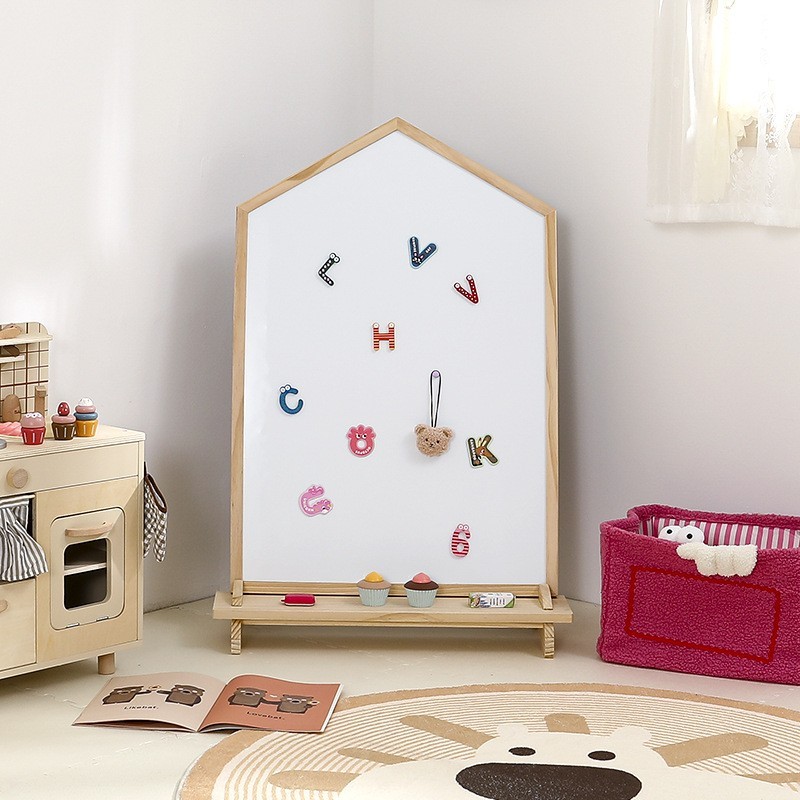 儿童画板双面磁性无尘涂鸦绘画板实木支架式家用宝宝早教小黑板图5