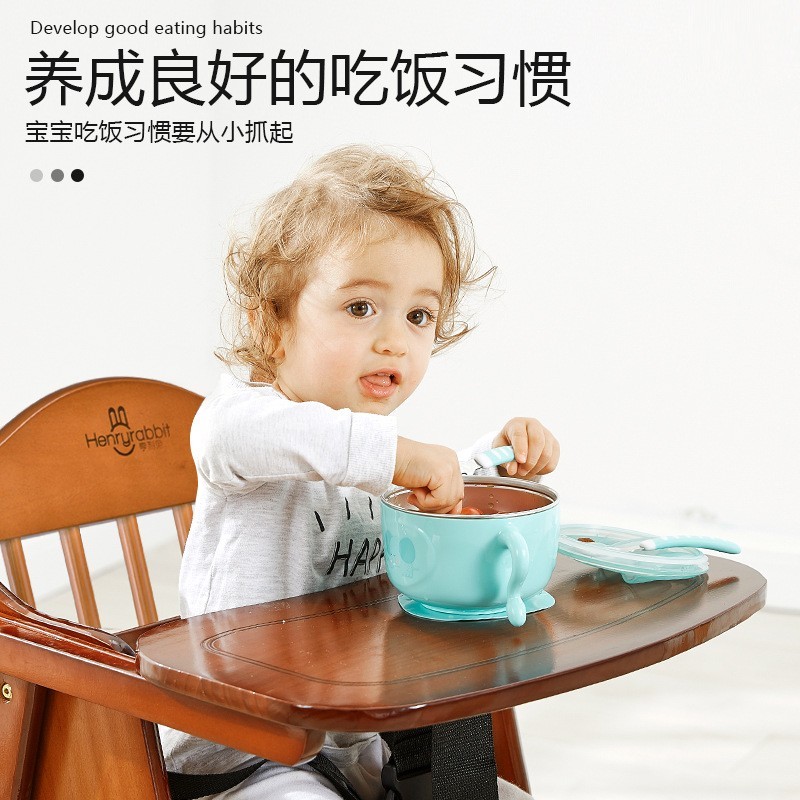 榉木宝宝餐椅婴儿实木坐椅儿童吃饭家用餐桌可折叠椅子多功能bb凳图2