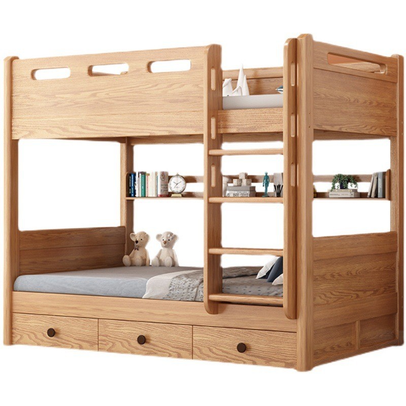 上下床双层床实木上下铺两层同宽平行儿童高低床红橡木成人子母床图2